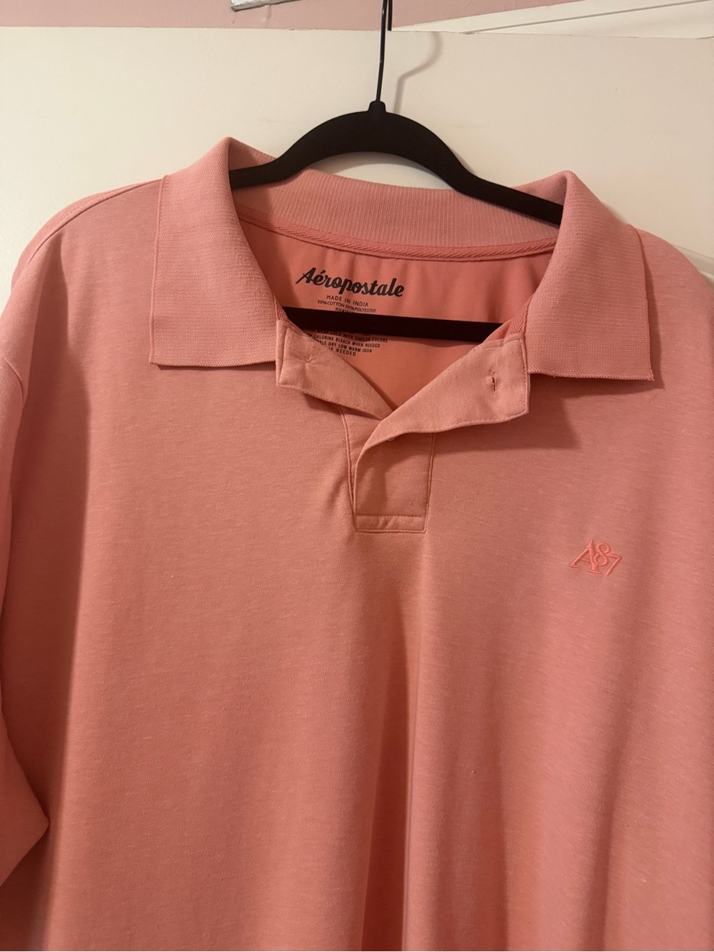 Aeropostale Men's Coral Polo Shirt - A87 Embroidered Chest